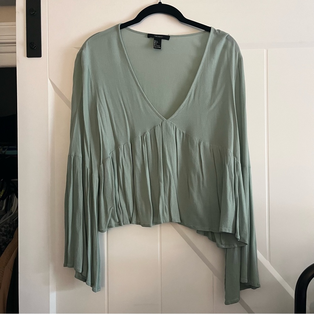 Sage Green Babydoll Blouse